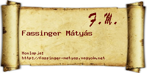 Fassinger Mátyás névjegykártya