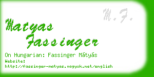 matyas fassinger business card